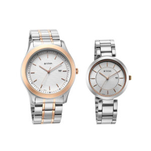 Titan Analog Metal White Dial Unisex's Watch